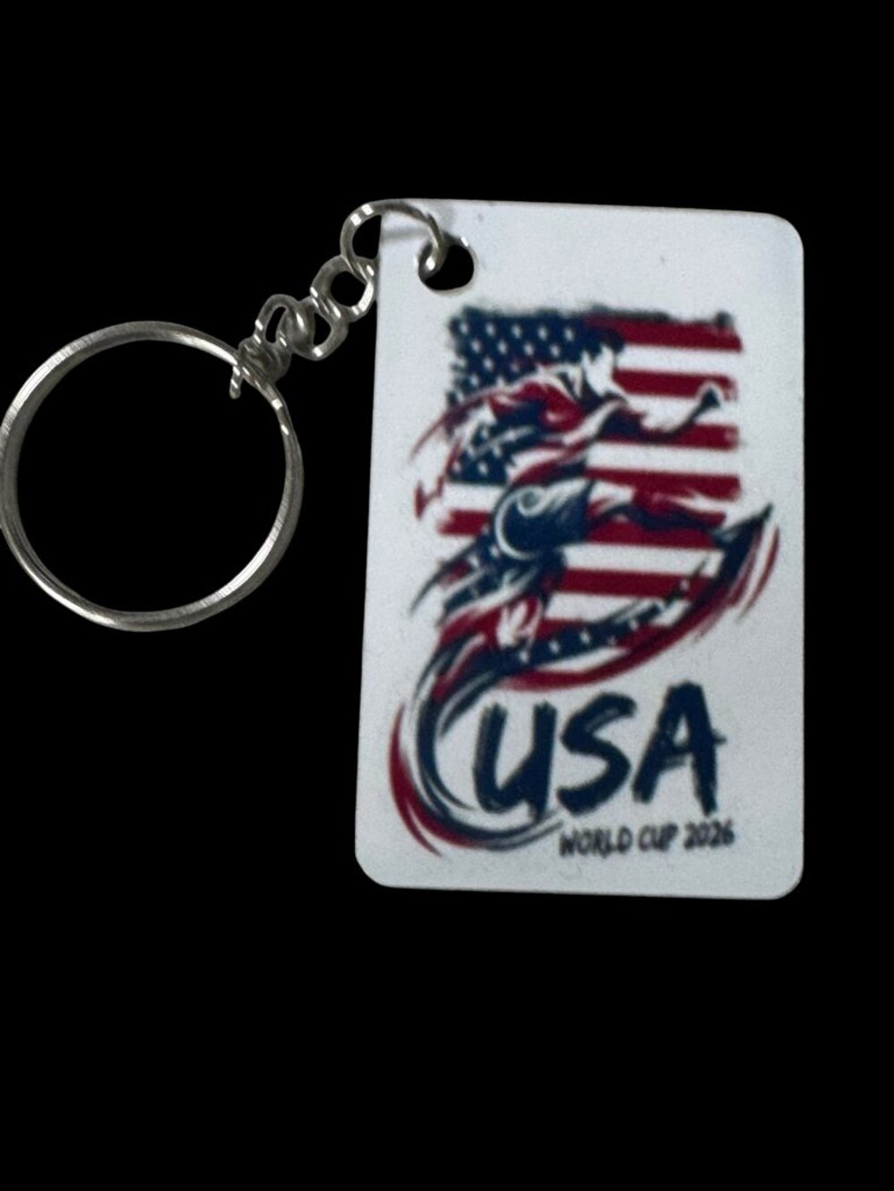 USA World Cup 2026 Metal Keychain, American Flag Soccer Player Design, Souvenir